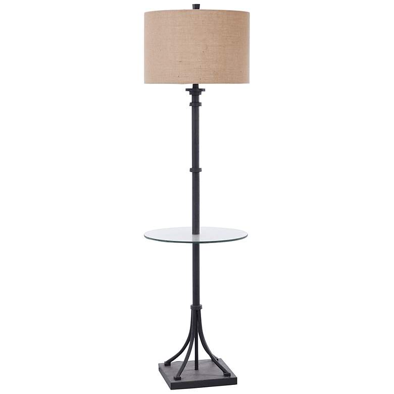 Image 2 Tipton Farmhouse 61" Bronze Steel Floor Lamp with Tray Table