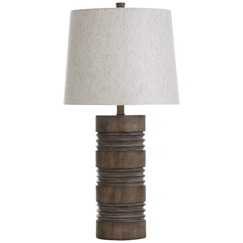 Image 1 Tipton Roanoke Dark Brown Faux Wood Column Table Lamp