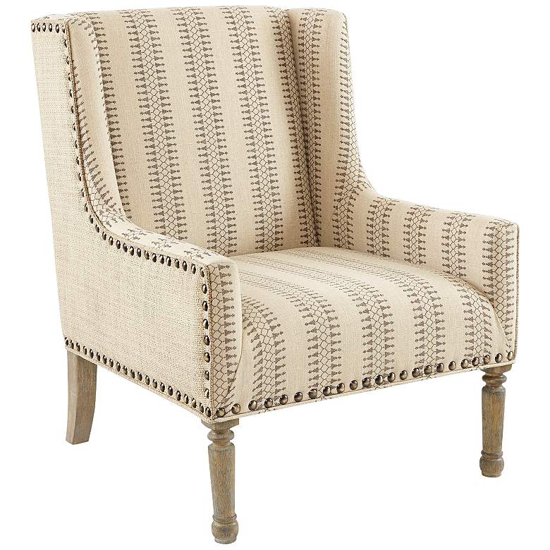 Tita Tan Natural Fabric Wing Back Accent Chair