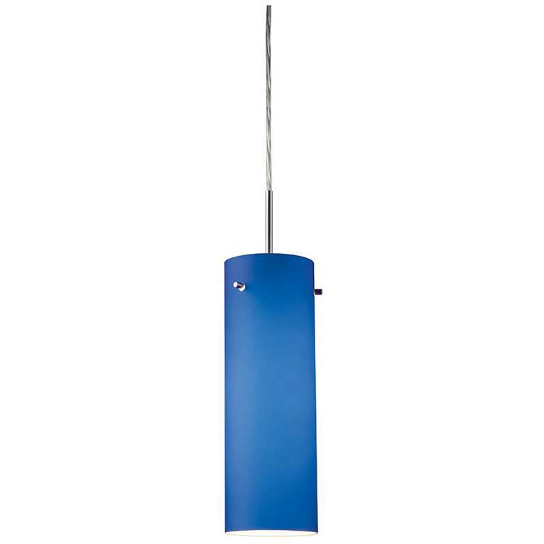 Image 1 Titan 1 4" LED Chrome Pendant w/ Blue Glass Shade