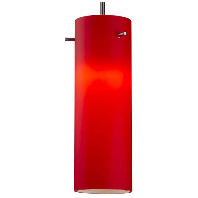 Image 1 Titan 1 4 inch LED Matte Chrome Pendant w/ Red Glass Shade