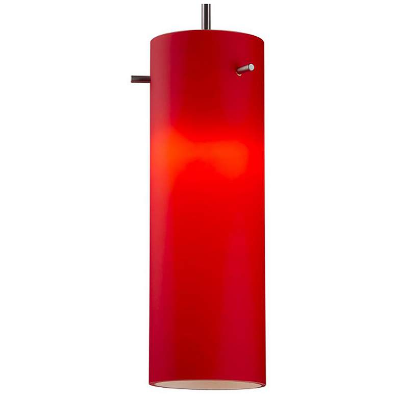 Image 1 Titan 1 4" LED Matte Chrome Pendant w/ Red Glass Shade