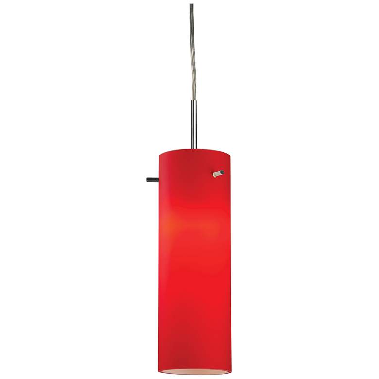 Image 1 Titan 1 4 inch Wide Chrome Kiss Canopy LED Pendant With Red Glass Shade