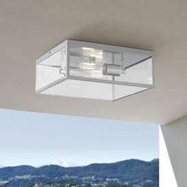 Image1 of Titan 12" Wide Matte Silver Square Indoor-Outdoor Ceiling Light