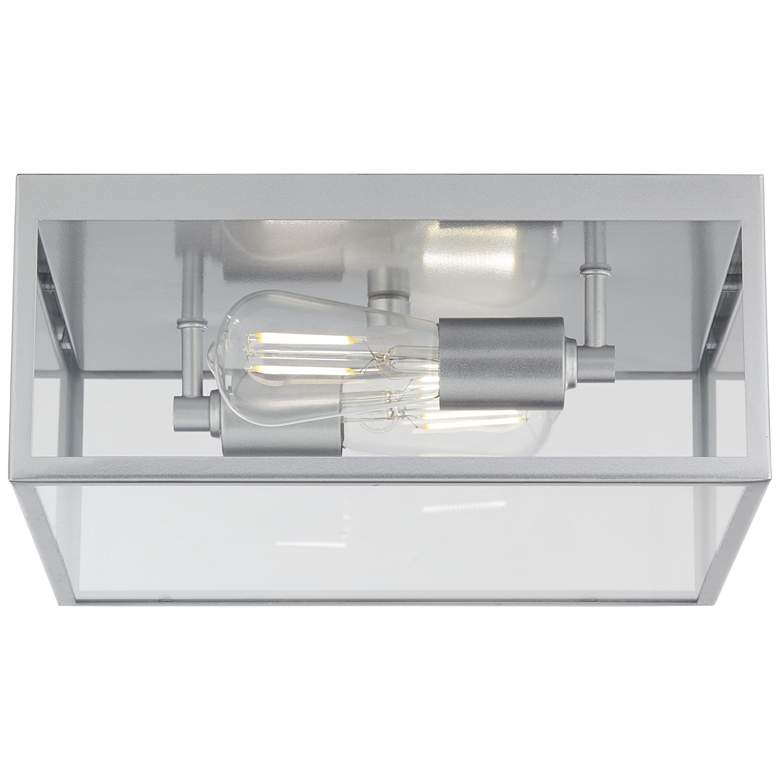 Image 5 Titan 12" Wide Matte Silver Square Indoor-Outdoor Ceiling Light more views