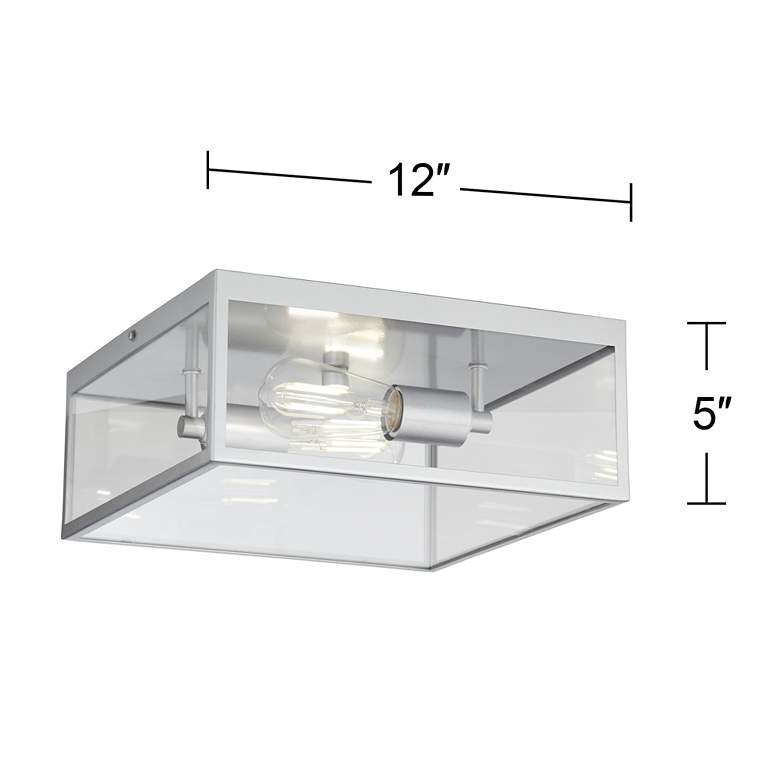 Image 6 Titan 12" Wide Matte Silver Square Indoor-Outdoor Ceiling Light more views