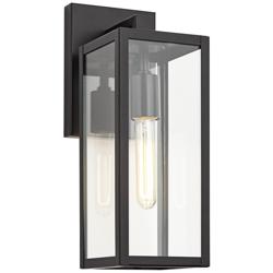 Titan 14 1/4&quot; High Clear Glass and Mystic Black Outdoor Wall Light