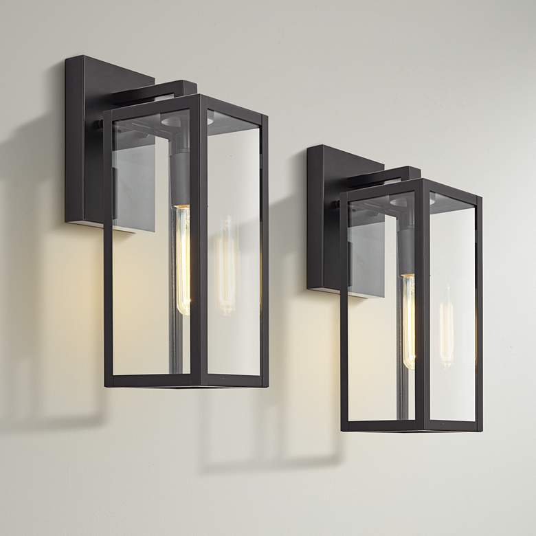 Image 1 Titan 14 1/4" High Mystic Black Rustic Modern Sconces Set of 2
