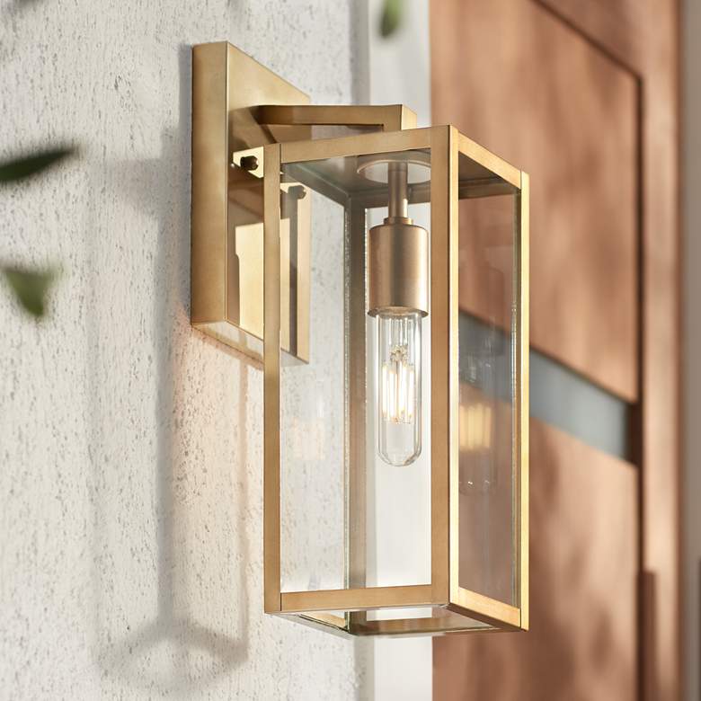 Image 1 Titan 14 1/4 inch High Soft Gold Outdoor Wall Light