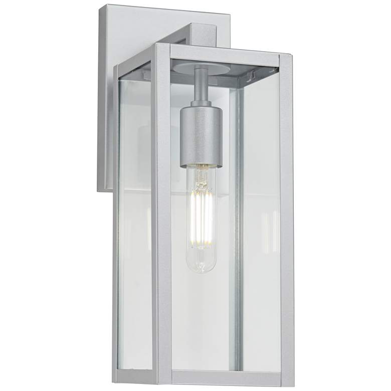 Image 2 Titan 14 inch High Clear Glass and Silver Outdoor Wall Light