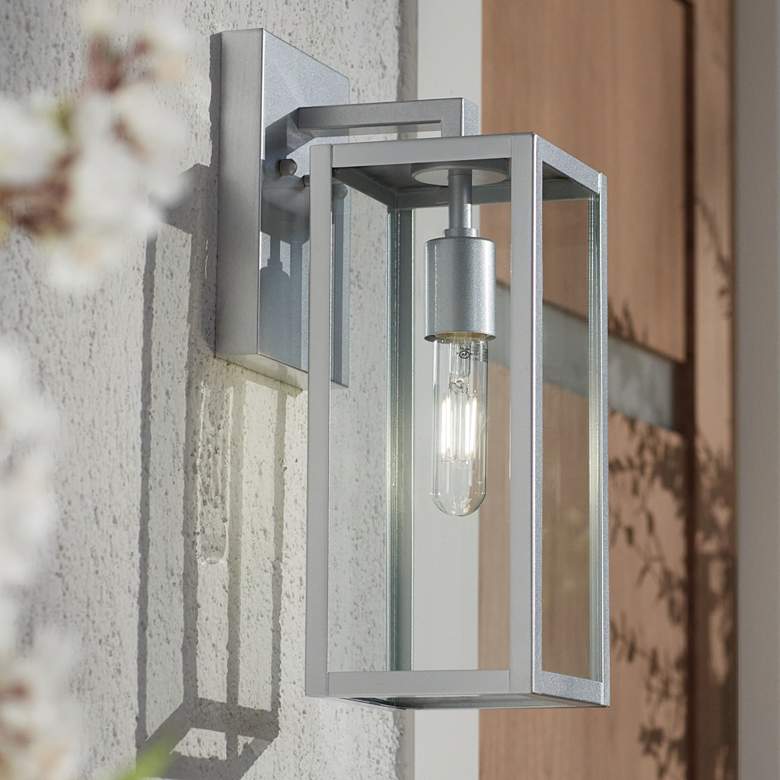 Image 1 Titan 14 inch High Clear Glass and Silver Outdoor Wall Light