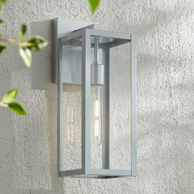 Image 1 Titan 17 inch High Silver and Glass Outdoor Wall Light