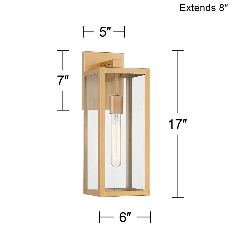 Image 7 Titan 17" High Soft Gold Clear Glass Wall Sconce more views
