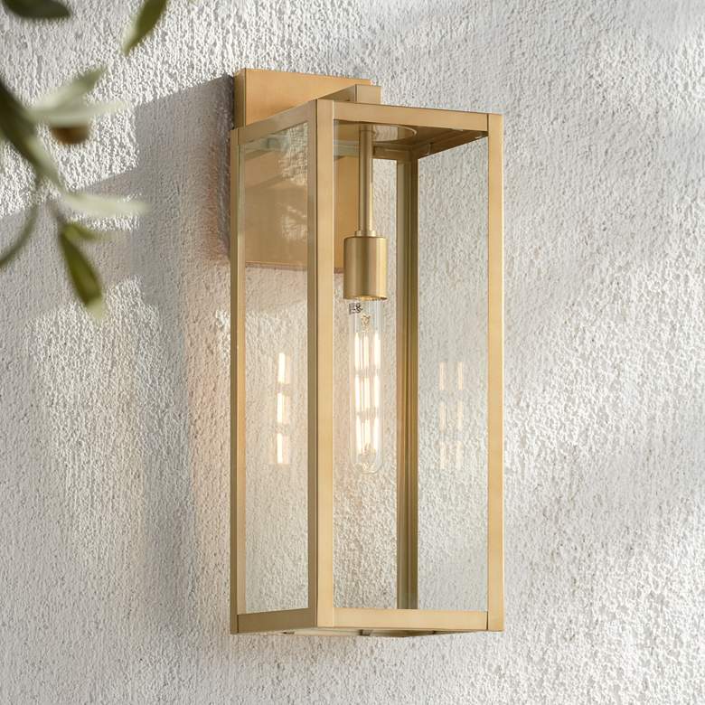Image 1 Titan 20 1/4 inch High Soft Gold Clear Glass Outdoor Wall Light
