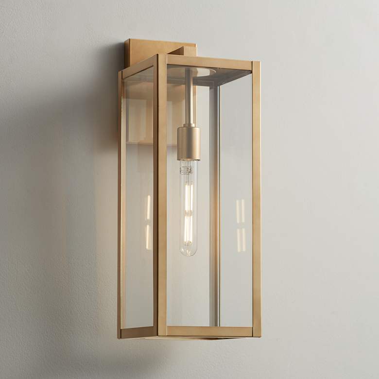 Image 1 Titan 20 1/4 inch High Soft Gold Clear Glass Wall Sconce