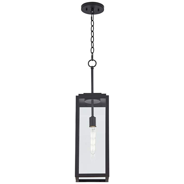 Image 5 Titan 27 1/4 inch Mystic Black Rectangular Lantern Outdoor Hanging Light more views