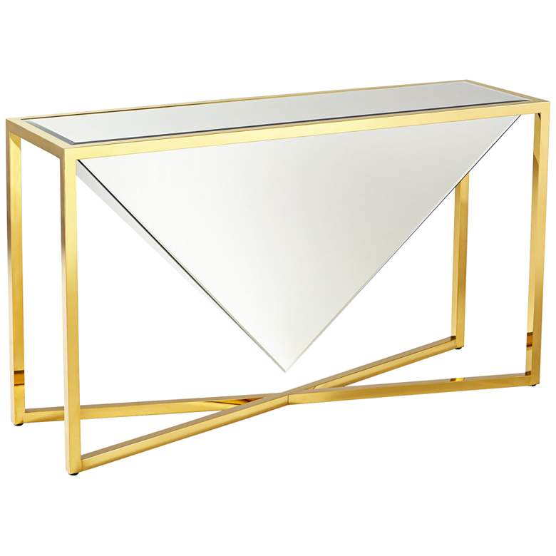 Image 1 Titan 55 inch Wide Sculptural Mirror-Glass Modern Console Table