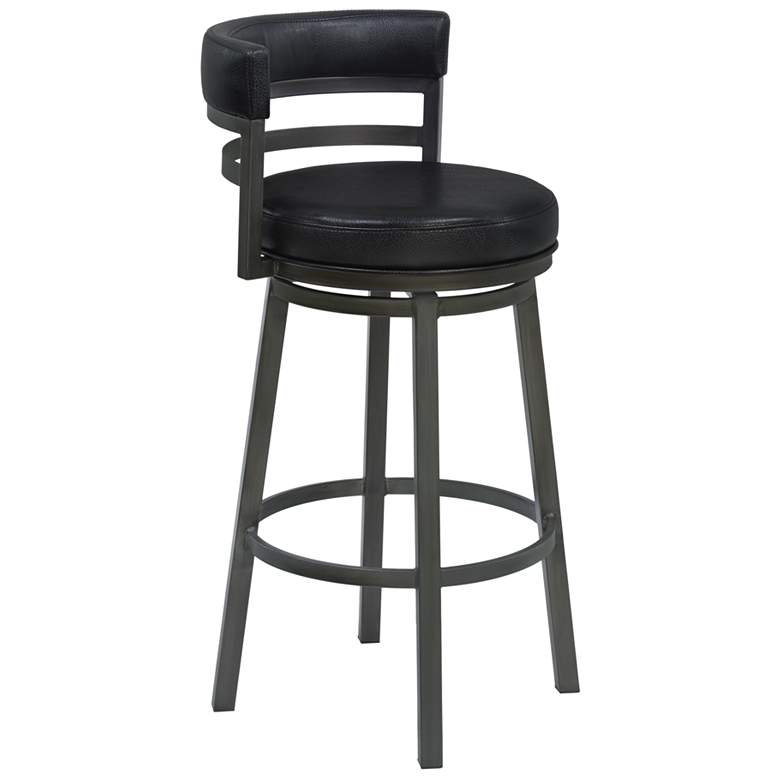 Image 1 Titana 26 in. Swivel Barstool in Mineral Finish, Ford Black Upholstery