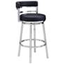 Titana 26 in. Swivel Barstool in Stainless Steel Finish, Black Faux Leather