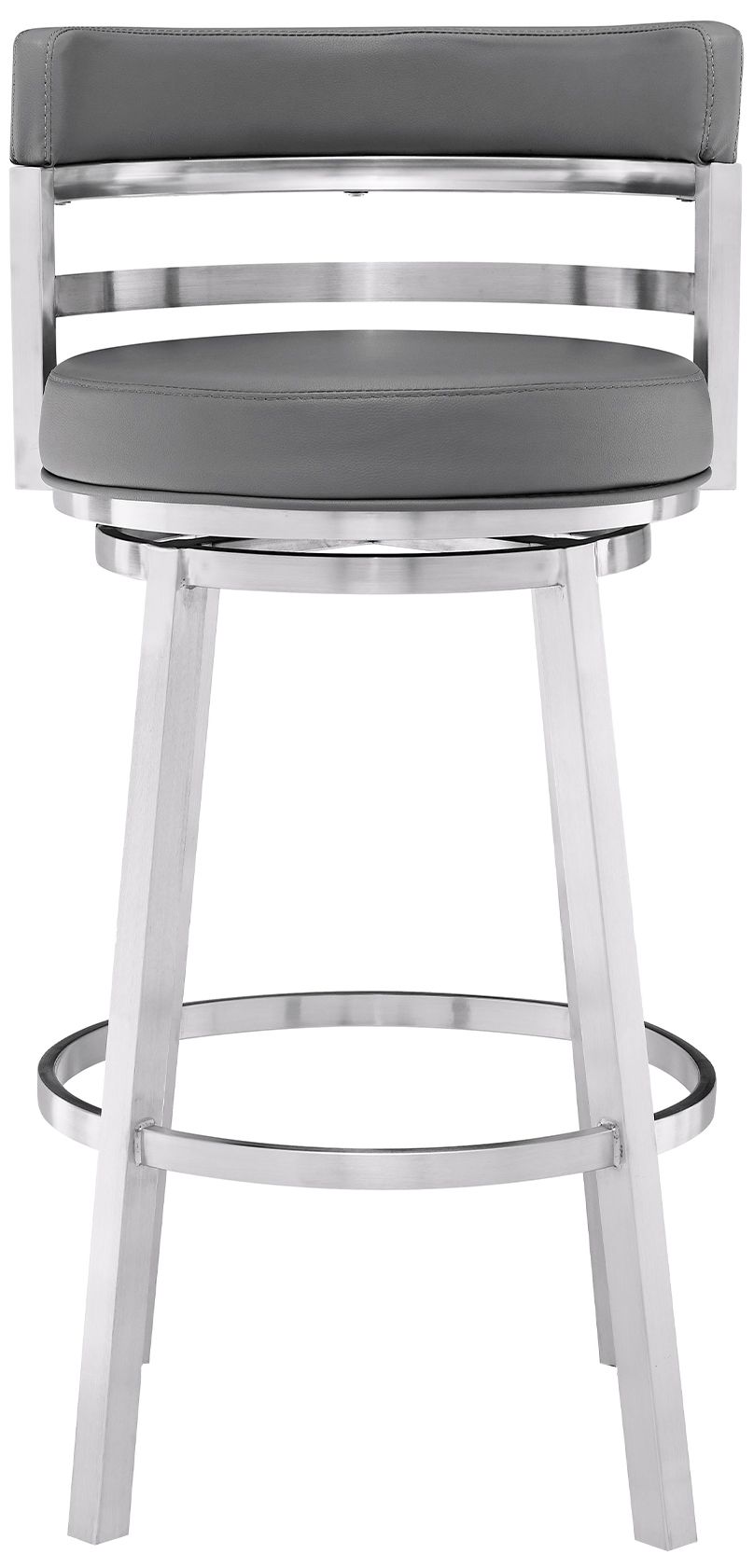 Image 4 Titana 26 in. Swivel Barstool in Stainless Steel Finish, Gray Faux Leather more views
