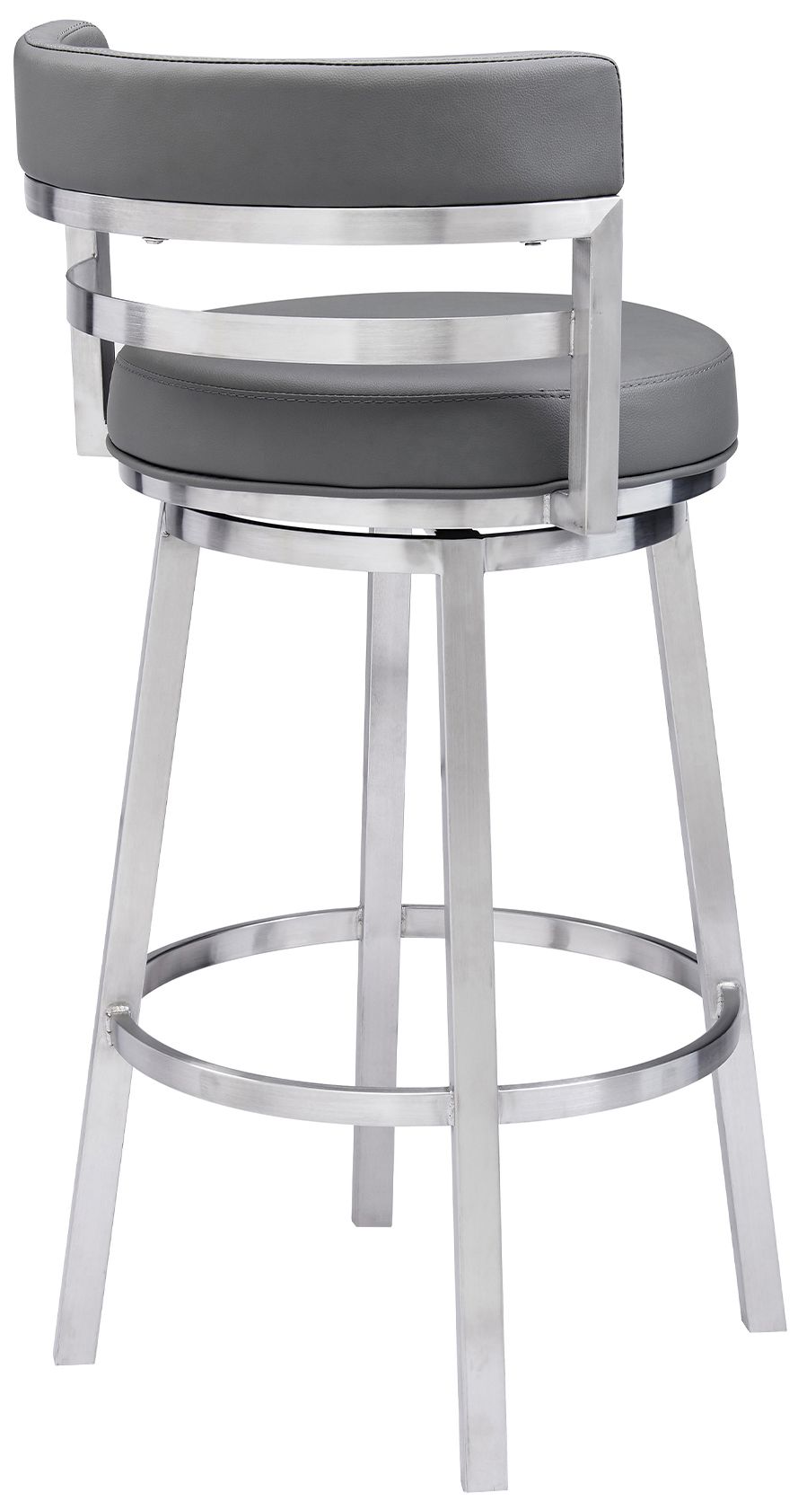 Image 5 Titana 26 in. Swivel Barstool in Stainless Steel Finish, Gray Faux Leather more views