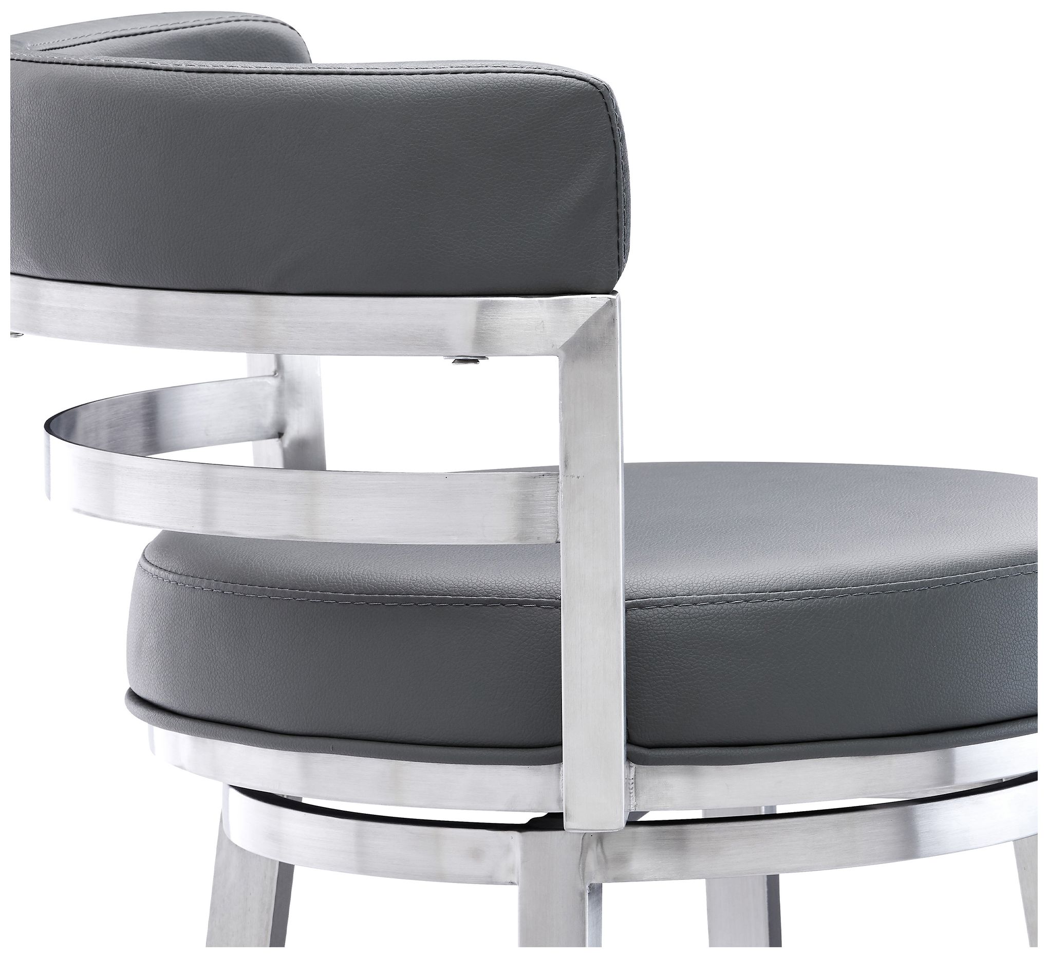 Image 7 Titana 26 in. Swivel Barstool in Stainless Steel Finish, Gray Faux Leather more views