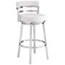 Titana 26 in. Swivel Barstool in Stainless Steel Finish, White Faux Leather