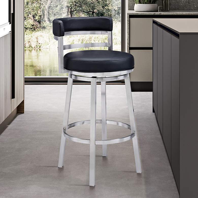 Image 1 Titana 26" Brushed Stainless Steel Swivel Bar Stool
