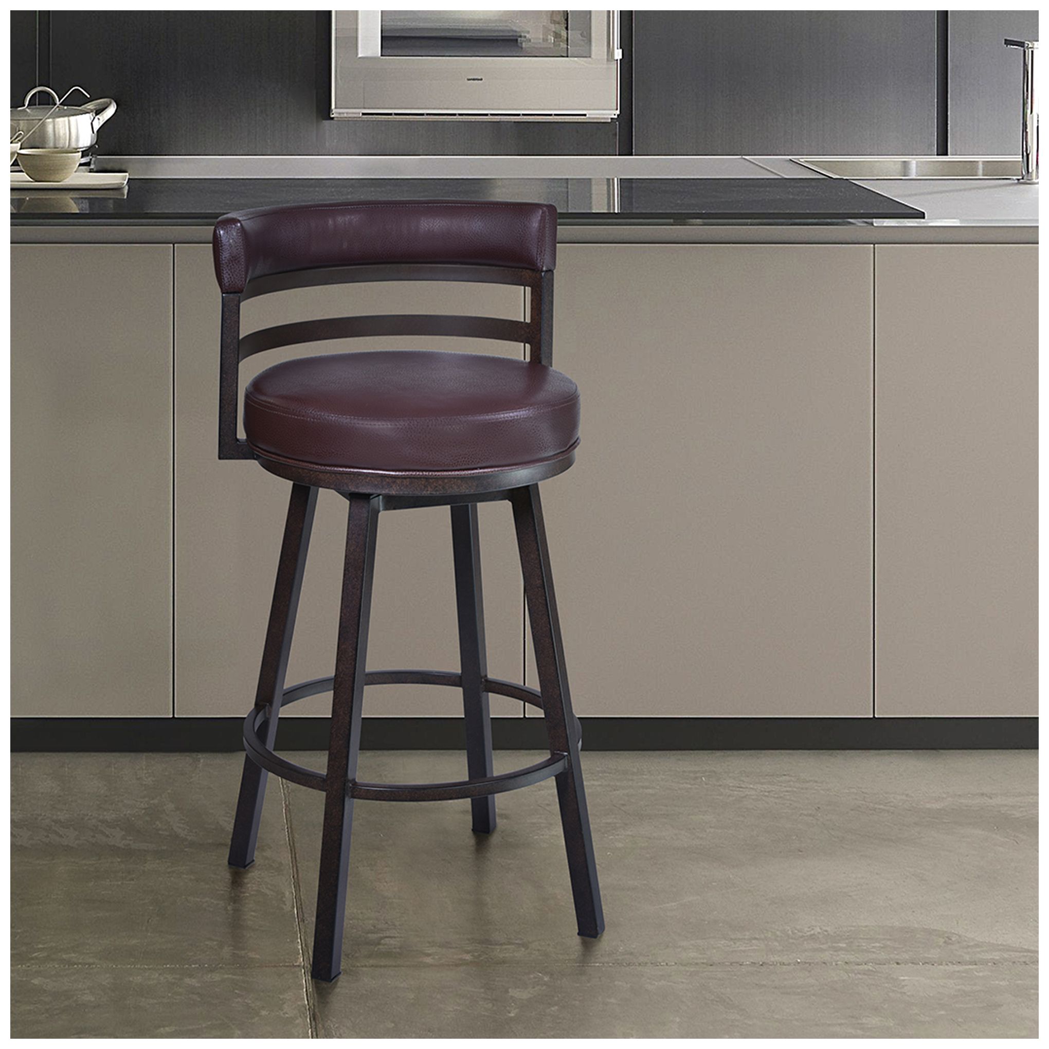Image 5 Titana 30 in. Barstool in Auburn Bay Finish with Brown Upholstery more views