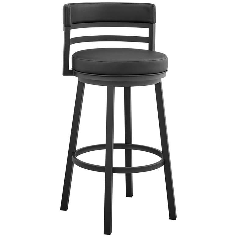 Image 1 Titana 30 in. Swivel Barstool in Black Finish with Black Faux Leather