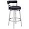 Titana 30 in. Swivel Barstool in Stainless Steel Finish, Black Faux Leather