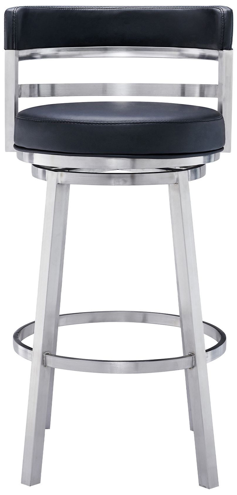 Image 4 Titana 30 in. Swivel Barstool in Stainless Steel Finish, Black Faux Leather more views