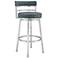 Titana 30 in. Swivel Barstool in Stainless Steel Finish, Blue Faux Leather