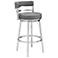 Titana 30 in. Swivel Barstool in Stainless Steel Finish, Gray Faux Leather