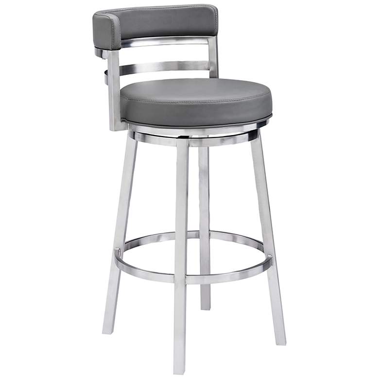 Image 2 Titana 30" Gray Faux Leather Swivel Bar Stool