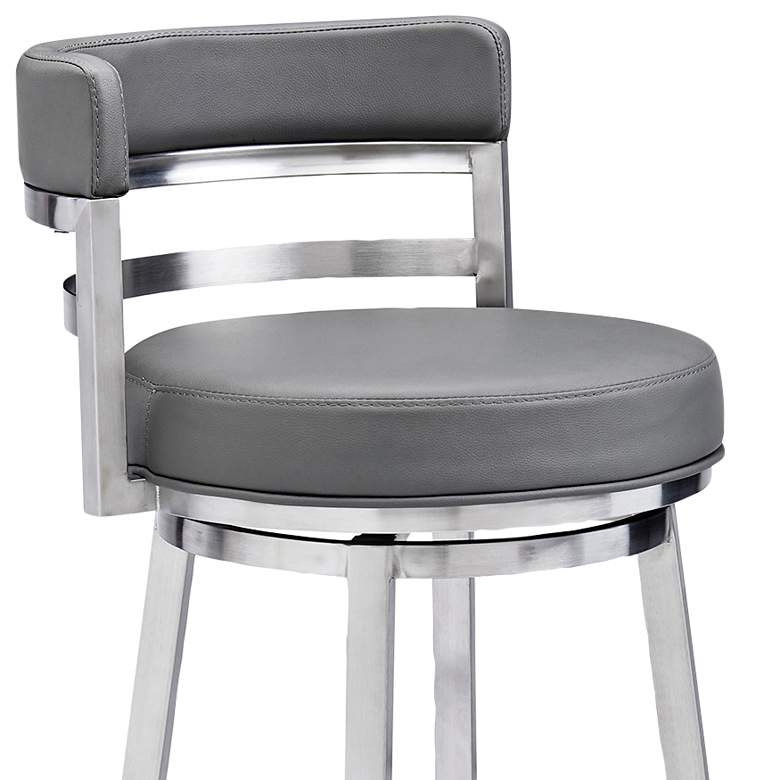 Image 3 Titana 30" Gray Faux Leather Swivel Bar Stool more views