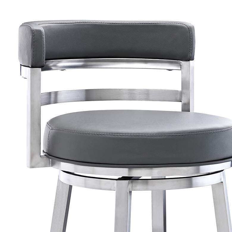 Image 4 Titana 30" Gray Faux Leather Swivel Bar Stool more views