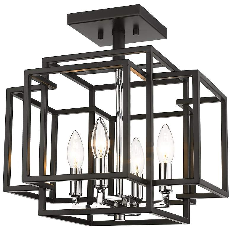 Image 1 Titania 14" Wide Black and Chrome 4-Light Ceiling Light