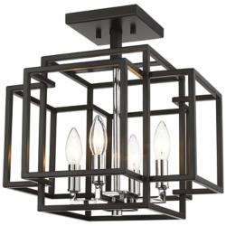 Titania 14" Wide Black and Chrome 4-Light Ceiling Light