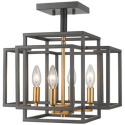 Titania 14" Wide Bronze and Olde Brass 4-Light Ceiling Light