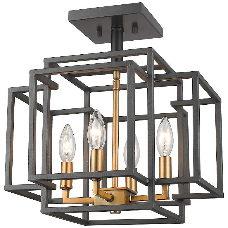 Image 3 Titania 14" Wide Bronze and Olde Brass 4-Light Ceiling Light more views