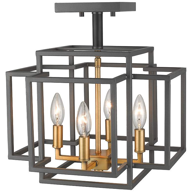 Image 5 Titania 14" Wide Bronze and Olde Brass 4-Light Ceiling Light more views