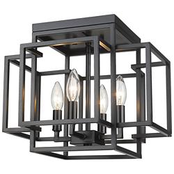 Titania 14" Wide Matte Black 4-Light Ceiling Light