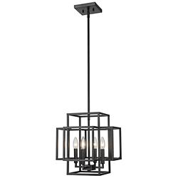Titania 14" Wide Matte Black 4-Light Pendant