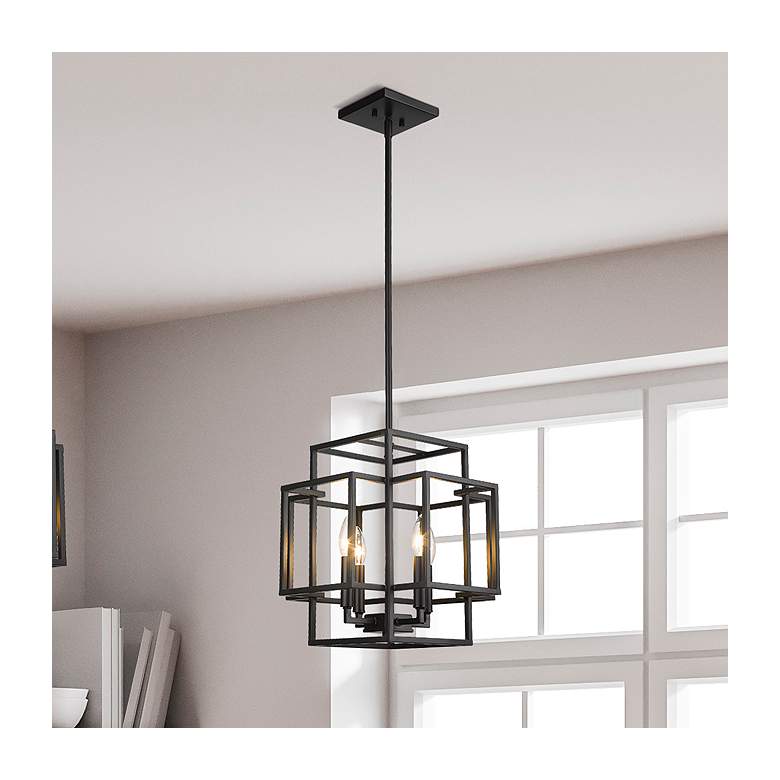 Image 1 Titania 14" Wide Matte Black 4-Light Pendant