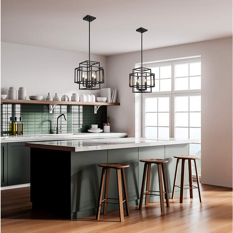 Image 4 Titania 14" Wide Matte Black 4-Light Pendant more views