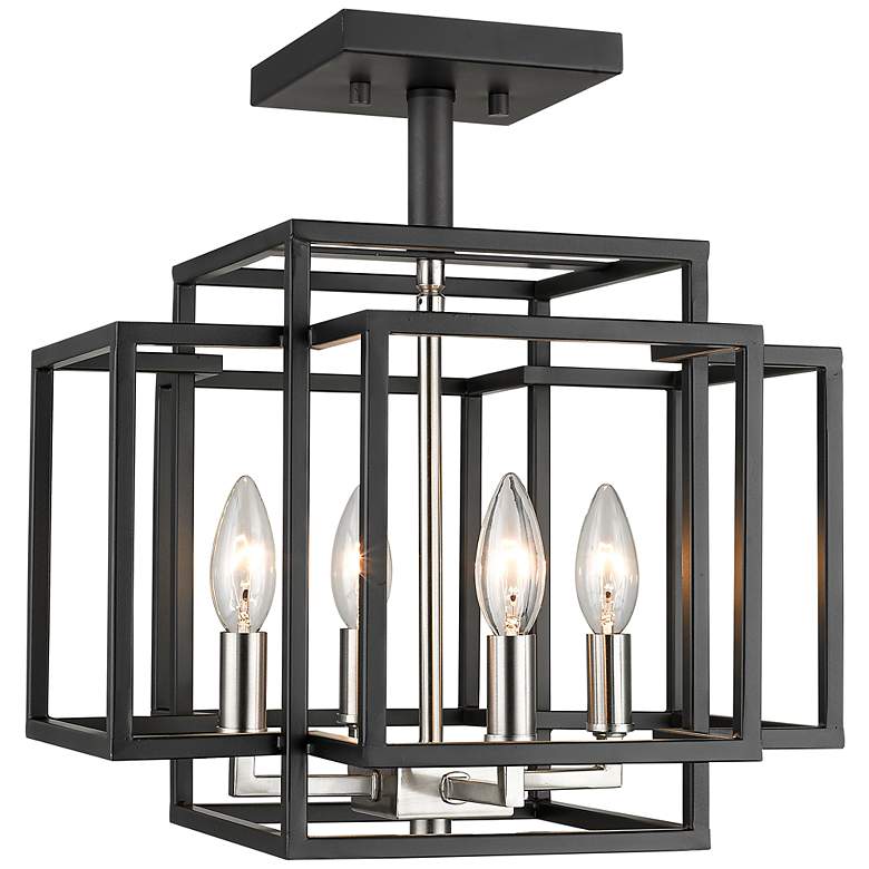 Image 2 Titania 14"W Black and Brushed Nickel 4-Light Ceiling Light