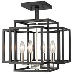 Titania 14"W Black and Brushed Nickel 4-Light Ceiling Light