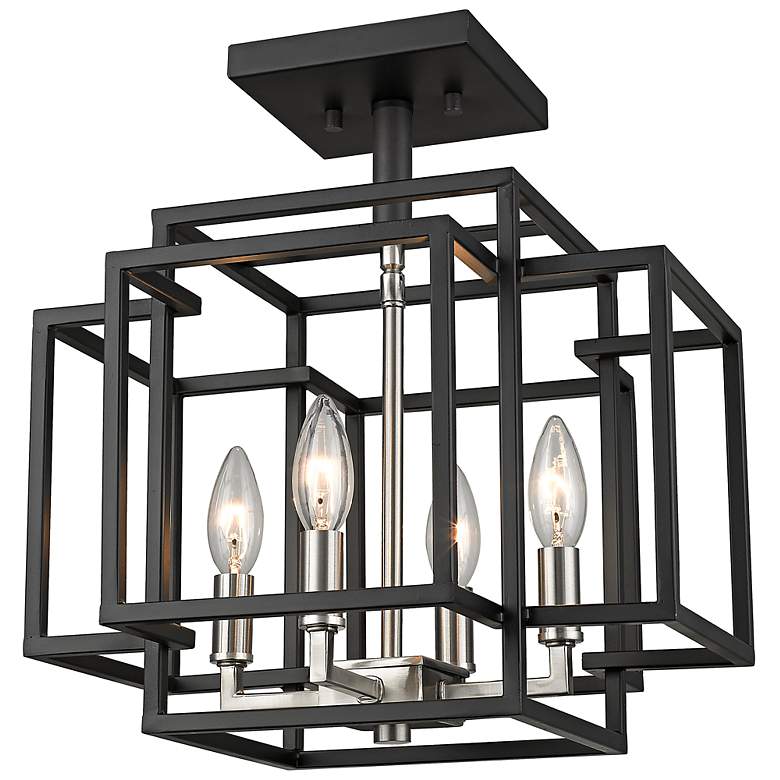 Image 5 Titania 14"W Black and Brushed Nickel 4-Light Ceiling Light more views