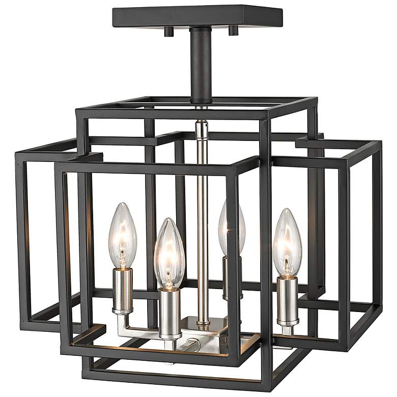 Image 7 Titania 14"W Black and Brushed Nickel 4-Light Ceiling Light more views